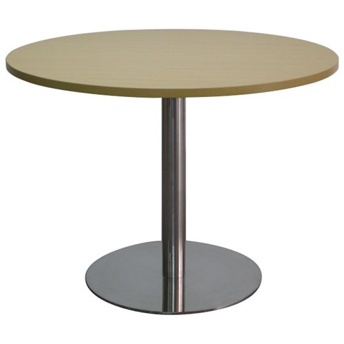 Meeting Table Round 900mm Chrome Disc Base Tawa
