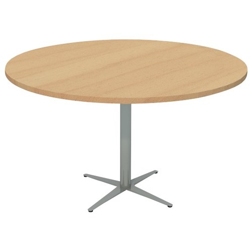 Meeting Table Round 900mm Silver Ocean Base Tawa