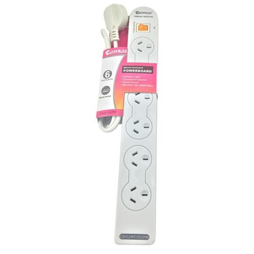 Sansai 6-Way Basic Powerboard 6 Socket With Master Switch