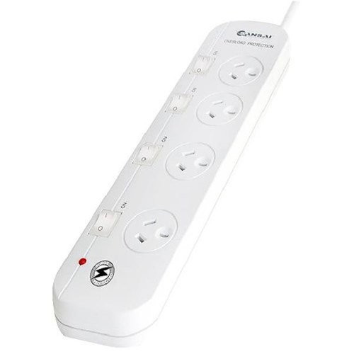 Sansai 4-Way Powerboard 4 Socket Individual Switches