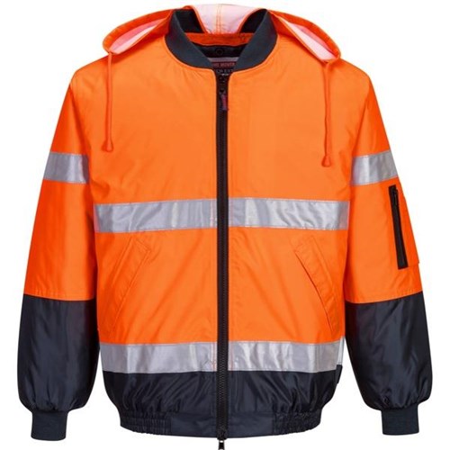 Portwest Hi Vis Bomber Jacket Day Night Orange/Navy