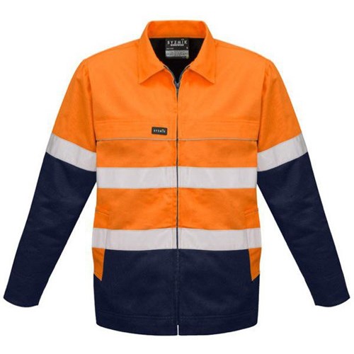 Syzmik Cotton Drill Jacket Day/Night Zipped Orange/Navy