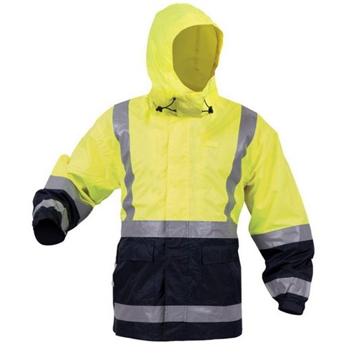 Bison Stamina Wet Weather Hi Vis Day/Night Jacket Yellow/Navy