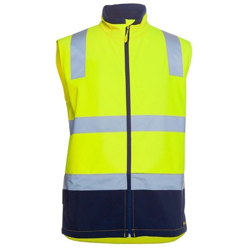 JB's Softshell Vest Three Layer Hi Vis Water Resist Day/Night Lime/Navy