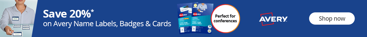 Save 20%* on Avery Name Labels, Badges & Cards. Shop now.