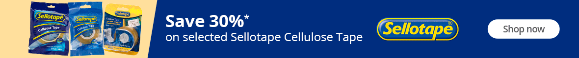 Save 30%* on selected Sellotape Cellulose Tape. Shop now.