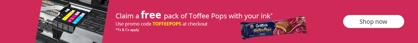 Claim a free pack of Toffee Pops with your ink*. Use promo code TOFFEEPOPS at checkout. Shop now.