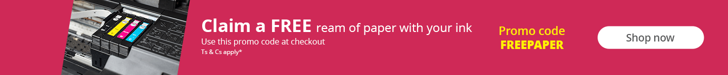 Claim a free ream of paper with your ink. Use promo code FREEPAPER at checkout. T&Cs apply*. Shop now.