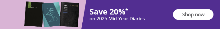 Save 20% on Mid Year Diaries. Shop now.
