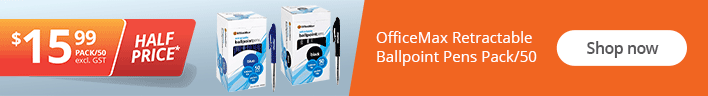 Pack of 50 OfficeMax Ballpoint Pens now only for $15.99 excl GST. Limited time offer! Shop now.